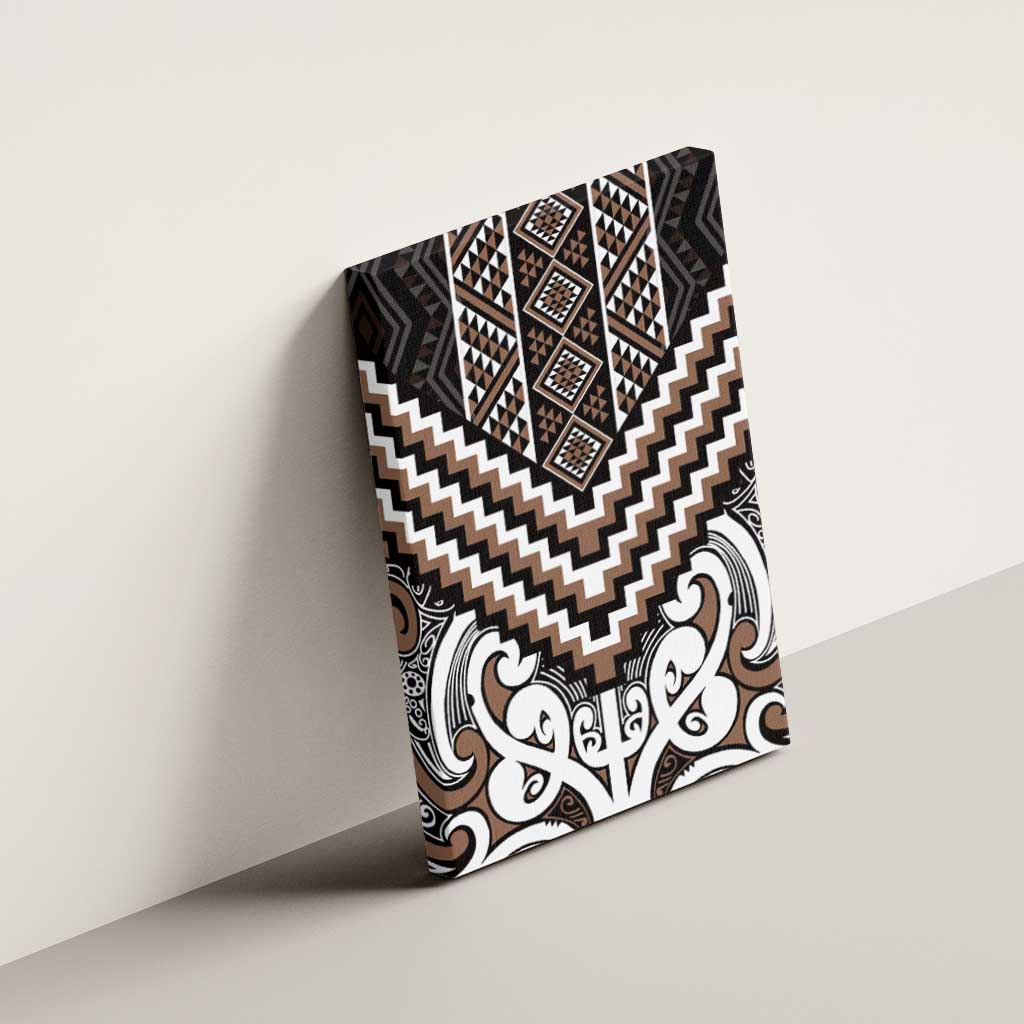 Maori Tukutuku Taniko Motifs Canvas Wall Art Brown Poutama Mix Kowhaiwhai