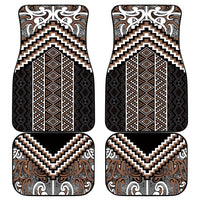 Maori Tukutuku Taniko Motifs Car Mats Brown Poutama Mix Kowhaiwhai