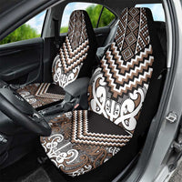 Maori Tukutuku Taniko Motifs Car Seat Cover Brown Poutama Mix Kowhaiwhai