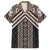 Maori Tukutuku Taniko Motifs Family Matching Off The Shoulder Long Sleeve Dress and Hawaiian Shirt Brown Poutama Mix Kowhaiwhai