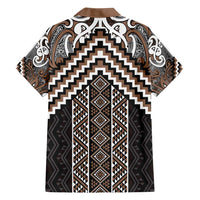 Maori Tukutuku Taniko Motifs Family Matching Tank Maxi Dress and Hawaiian Shirt Brown Poutama Mix Kowhaiwhai LT7 - Polynesian Pride