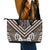 Maori Tukutuku Taniko Motifs Leather Tote Bag Brown Poutama Mix Kowhaiwhai