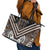 Maori Tukutuku Taniko Motifs Leather Tote Bag Brown Poutama Mix Kowhaiwhai