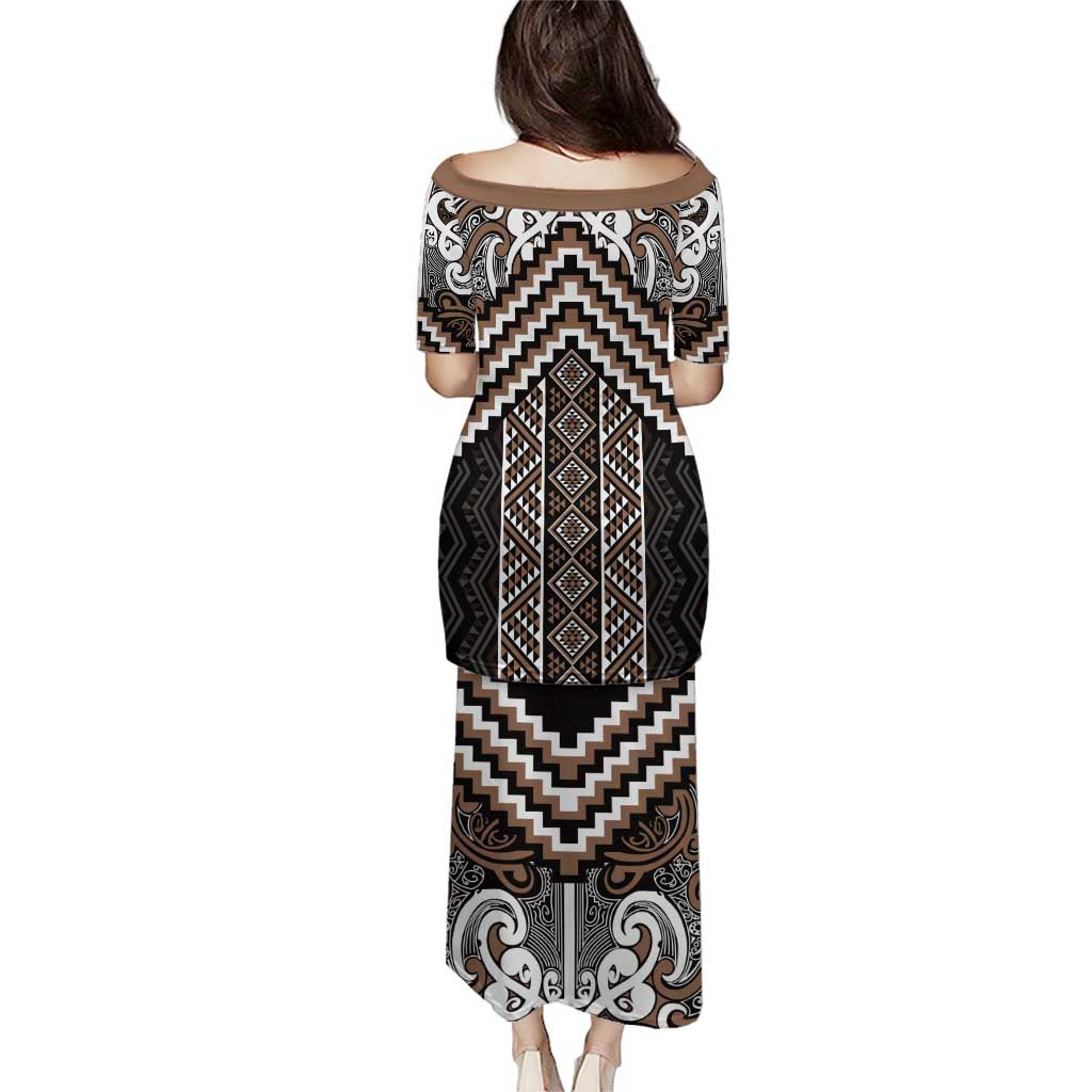 Maori Tukutuku Taniko Motifs Puletasi Brown Poutama Mix Kowhaiwhai