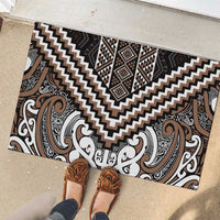 Maori Tukutuku Taniko Motifs Rubber Doormat Brown Poutama Mix Kowhaiwhai