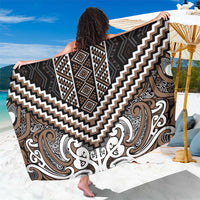 Maori Tukutuku Taniko Motifs Sarong Brown Poutama Mix Kowhaiwhai