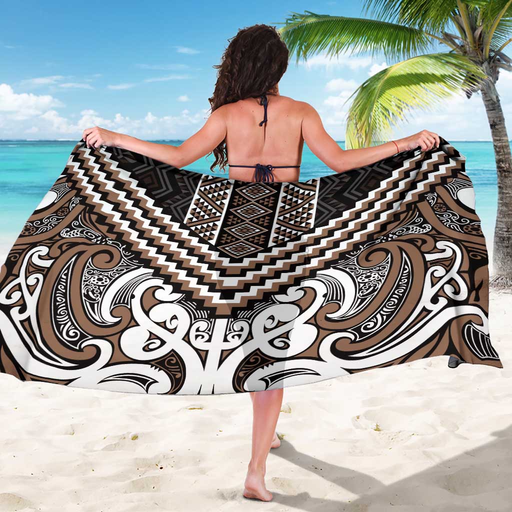 Maori Tukutuku Taniko Motifs Sarong Brown Poutama Mix Kowhaiwhai