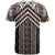 Maori Tukutuku Taniko Motifs T Shirt Brown Poutama Mix Kowhaiwhai