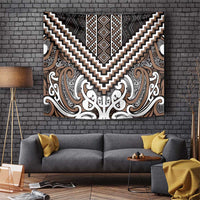 Maori Tukutuku Taniko Motifs Tapestry Brown Poutama Mix Kowhaiwhai