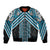 Maori Tukutuku Taniko Motifs Bomber Jacket Turquoise Poutama Mix Kowhaiwhai