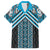 Maori Tukutuku Taniko Motifs Family Matching Off The Shoulder Long Sleeve Dress and Hawaiian Shirt Turquoise Poutama Mix Kowhaiwhai
