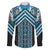 Maori Tukutuku Taniko Motifs Family Matching Off The Shoulder Long Sleeve Dress and Hawaiian Shirt Turquoise Poutama Mix Kowhaiwhai