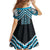 Maori Tukutuku Taniko Motifs Family Matching Summer Maxi Dress and Hawaiian Shirt Turquoise Poutama Mix Kowhaiwhai