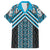 Maori Tukutuku Taniko Motifs Family Matching Summer Maxi Dress and Hawaiian Shirt Turquoise Poutama Mix Kowhaiwhai