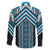 Maori Tukutuku Taniko Motifs Family Matching Summer Maxi Dress and Hawaiian Shirt Turquoise Poutama Mix Kowhaiwhai