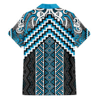 Maori Tukutuku Taniko Motifs Hawaiian Shirt Turquoise Poutama Mix Kowhaiwhai