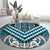 Maori Tukutuku Taniko Motifs Round Carpet Turquoise Poutama Mix Kowhaiwhai