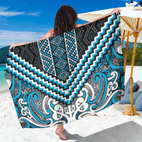 Maori Tukutuku Taniko Motifs Sarong Turquoise Poutama Mix Kowhaiwhai