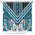 Maori Tukutuku Taniko Motifs Shower Curtain Turquoise Poutama Mix Kowhaiwhai