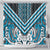 Maori Tukutuku Taniko Motifs Shower Curtain Turquoise Poutama Mix Kowhaiwhai