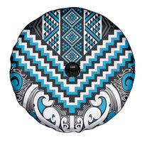 Maori Tukutuku Taniko Motifs Spare Tire Cover Turquoise Poutama Mix Kowhaiwhai