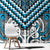 Maori Tukutuku Taniko Motifs Window Curtain Turquoise Poutama Mix Kowhaiwhai
