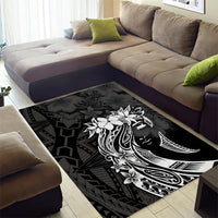 Polynesian Women's Day Area Rug Plumeria Passion - Black LT7 - Polynesian Pride