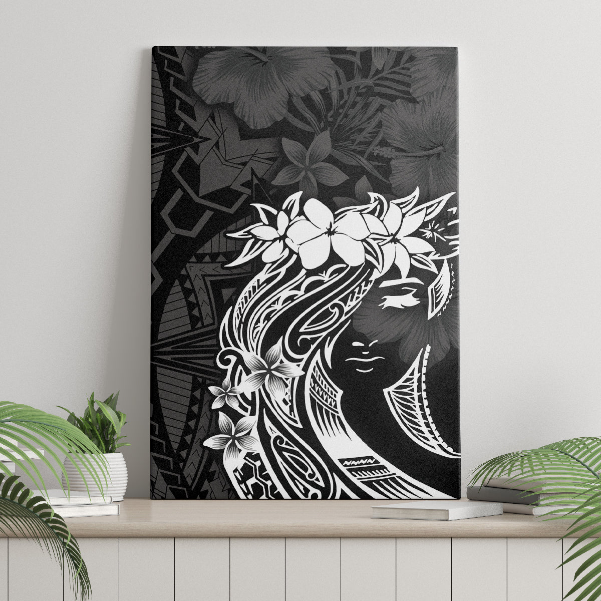 Polynesian Women's Day Canvas Wall Art Plumeria Passion - Black LT7 - Polynesian Pride