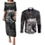 Polynesian Women's Day Couples Matching Puletasi and Long Sleeve Button Shirt Plumeria Passion - Black LT7 Black - Polynesian Pride