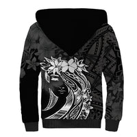 Polynesian Women's Day Sherpa Hoodie Plumeria Passion - Black LT7 - Polynesian Pride