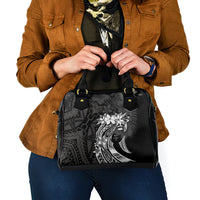 Polynesian Women's Day Shoulder Handbag Plumeria Passion - Black LT7 - Polynesian Pride