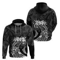 Polynesian Women's Day Zip Hoodie Plumeria Passion - Black LT7 - Polynesian Pride