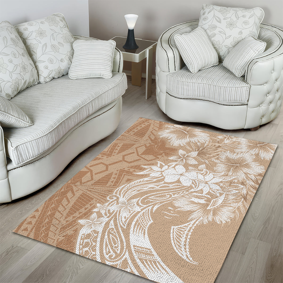 Polynesian Women's Day Area Rug Plumeria Passion - Beige LT7 - Polynesian Pride