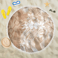 Polynesian Women's Day Beach Blanket Plumeria Passion - Beige LT7 One Size 150cm Beige - Polynesian Pride