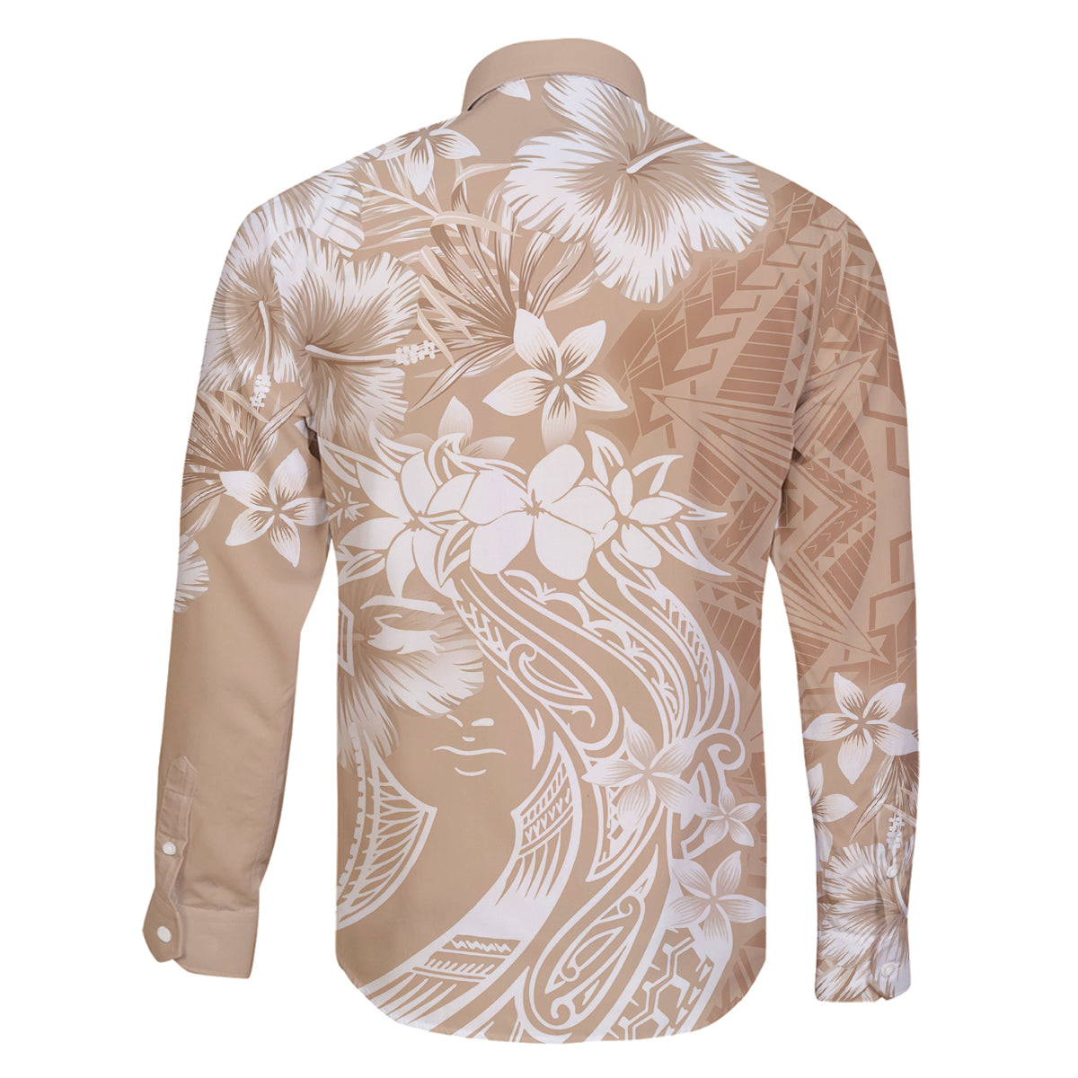 Polynesian Women's Day Family Matching Off Shoulder Long Sleeve Dress and Hawaiian Shirt Plumeria Passion - Beige LT7 - Polynesian Pride