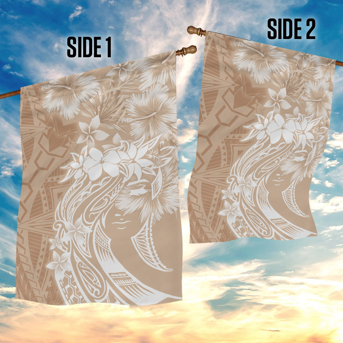 Polynesian Women's Day Garden Flag Plumeria Passion - Beige LT7 - Polynesian Pride