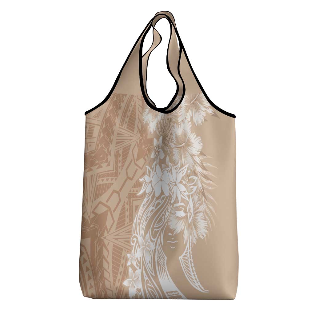 Polynesian Women's Day Grocery Bag Plumeria Passion - Beige
