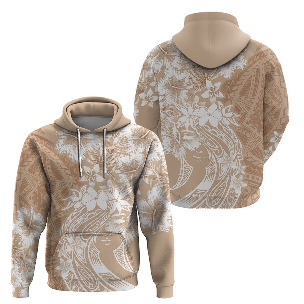 Polynesian Women's Day Hoodie Plumeria Passion - Beige LT7 - Polynesian Pride