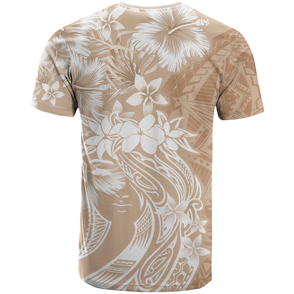 Polynesian Women's Day T Shirt Plumeria Passion - Beige LT7 - Polynesian Pride
