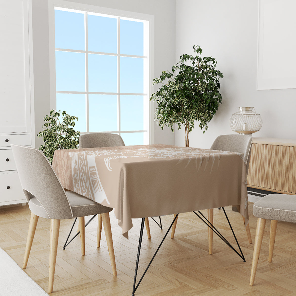 Polynesian Women's Day Tablecloth Plumeria Passion - Beige LT7 - Polynesian Pride