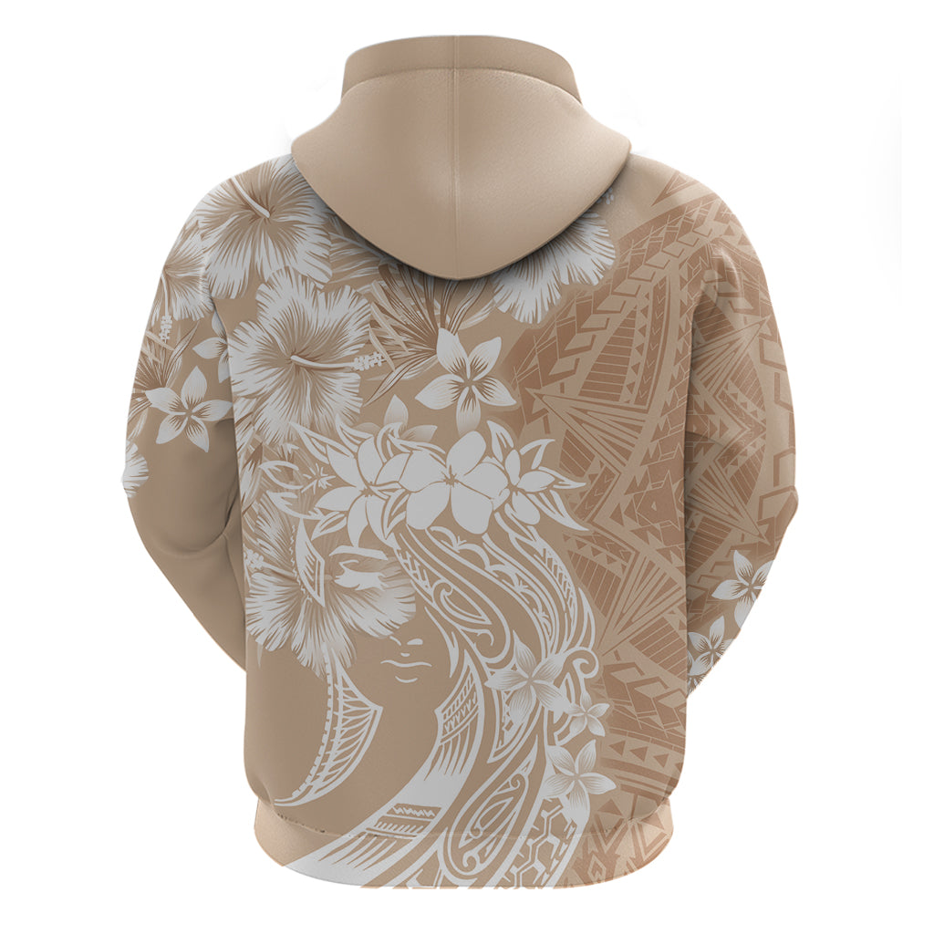 Polynesian Women's Day Zip Hoodie Plumeria Passion - Beige LT7 - Polynesian Pride