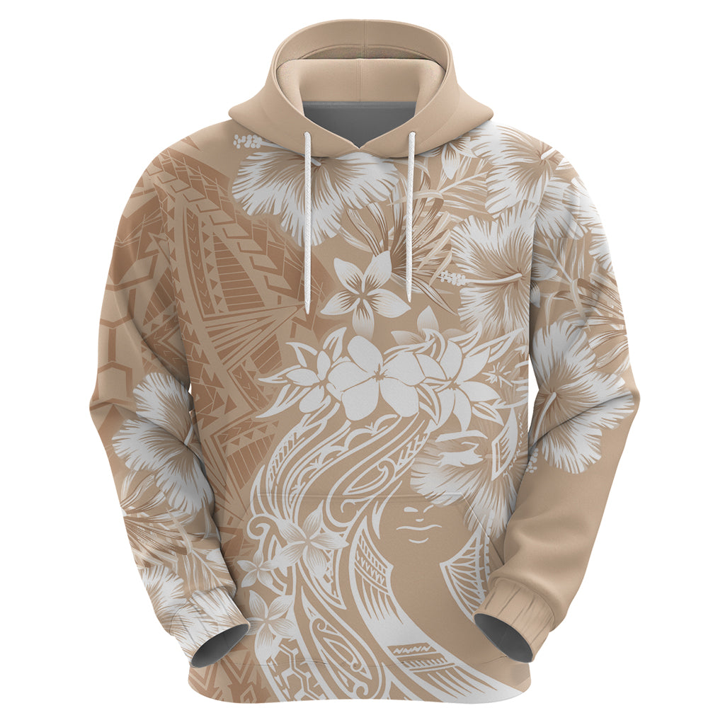 Polynesian Women's Day Zip Hoodie Plumeria Passion - Beige LT7 - Polynesian Pride