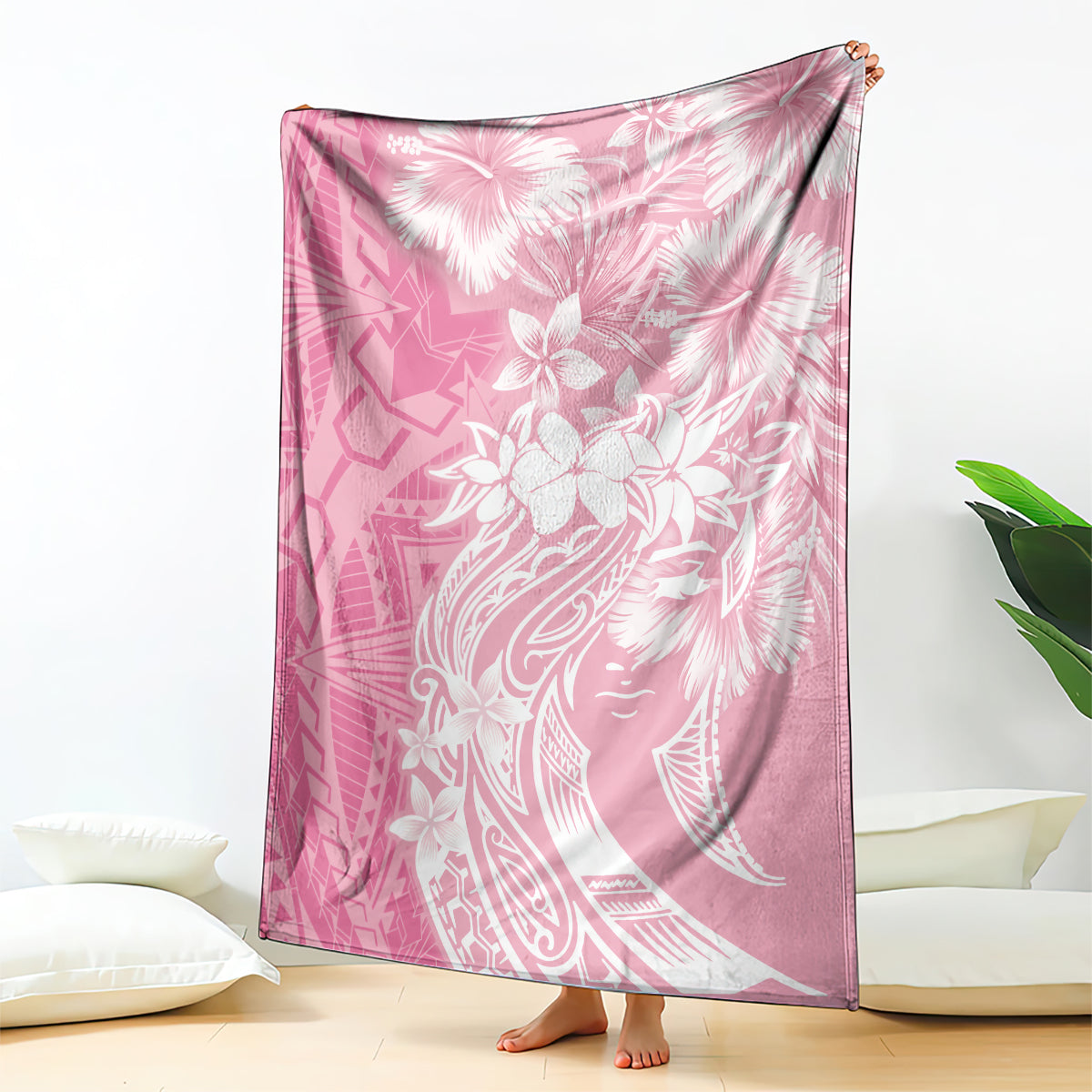 Polynesian Women's Day Blanket Plumeria Passion - Pink LT7 - Polynesian Pride