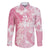 Polynesian Women's Day Family Matching Off Shoulder Long Sleeve Dress and Hawaiian Shirt Plumeria Passion - Pink LT7 Dad's Shirt - Long Sleeve Pink - Polynesian Pride