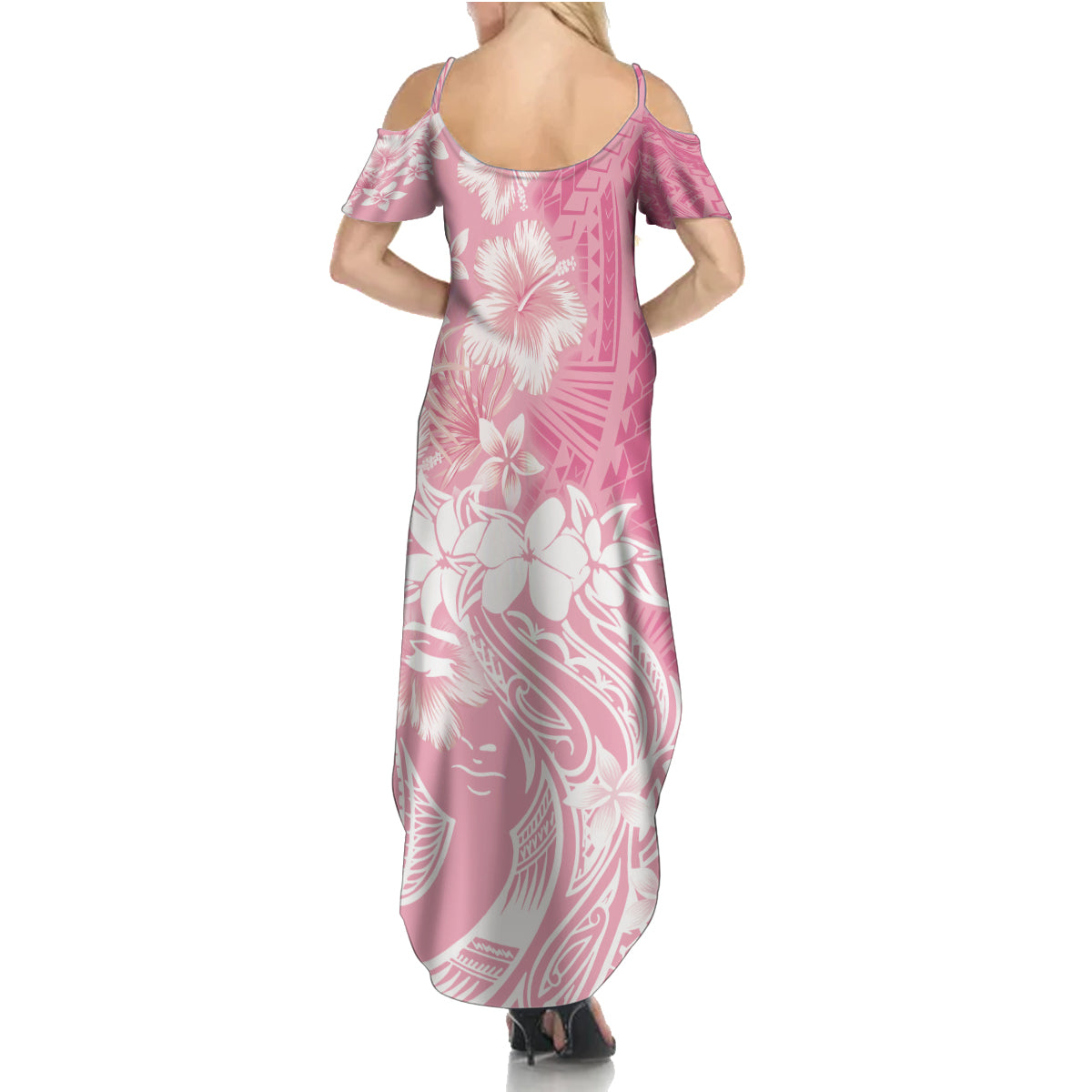 Polynesian Women's Day Family Matching Summer Maxi Dress and Hawaiian Shirt Plumeria Passion - Pink LT7 - Polynesian Pride