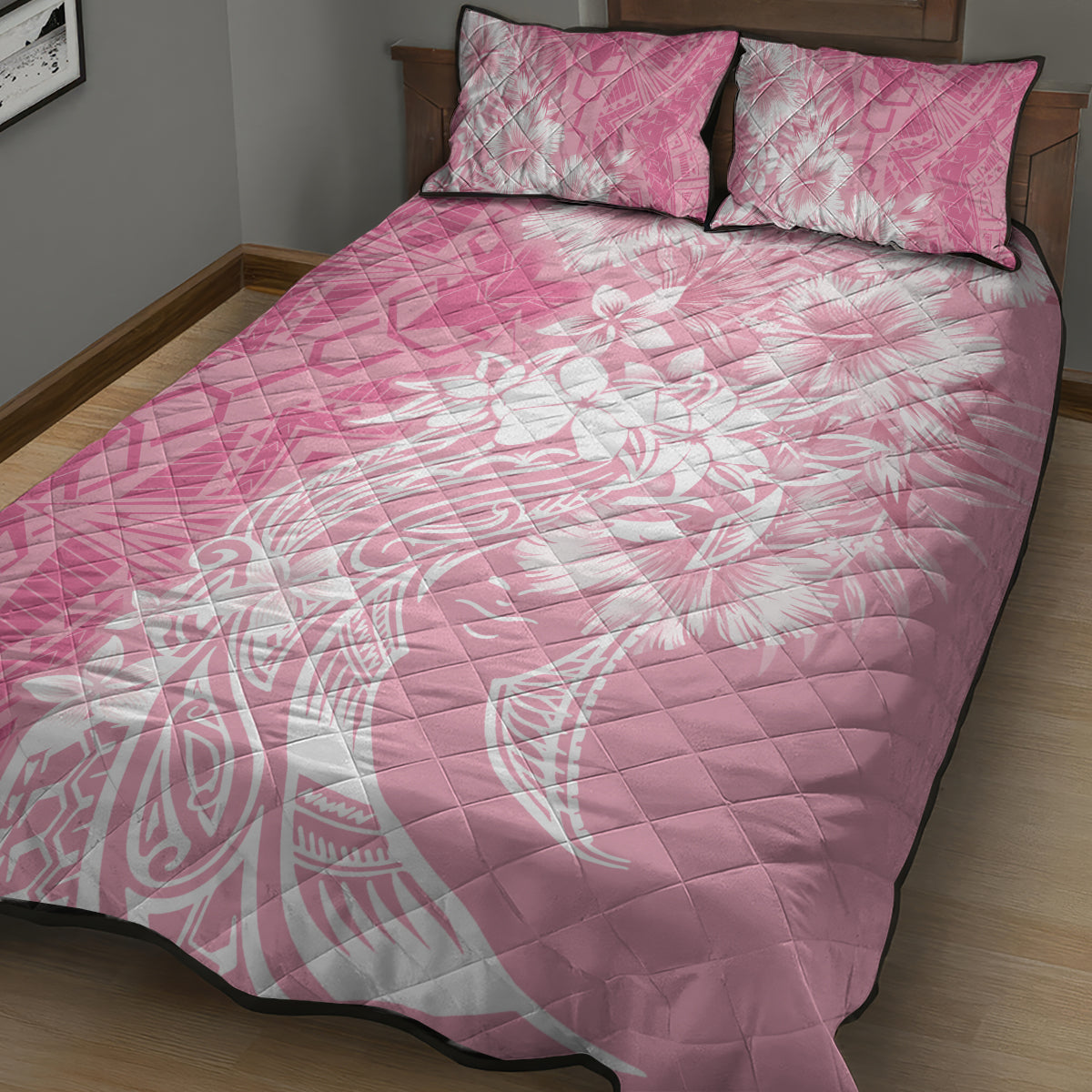 Polynesian Women's Day Quilt Bed Set Plumeria Passion - Pink LT7 - Polynesian Pride