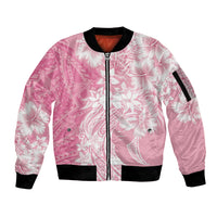 Polynesian Women's Day Sleeve Zip Bomber Jacket Plumeria Passion - Pink LT7 Unisex Pink - Polynesian Pride