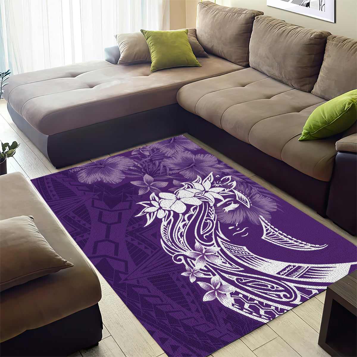 Polynesian Women's Day Area Rug Plumeria Passion - Purple LT7 - Polynesian Pride