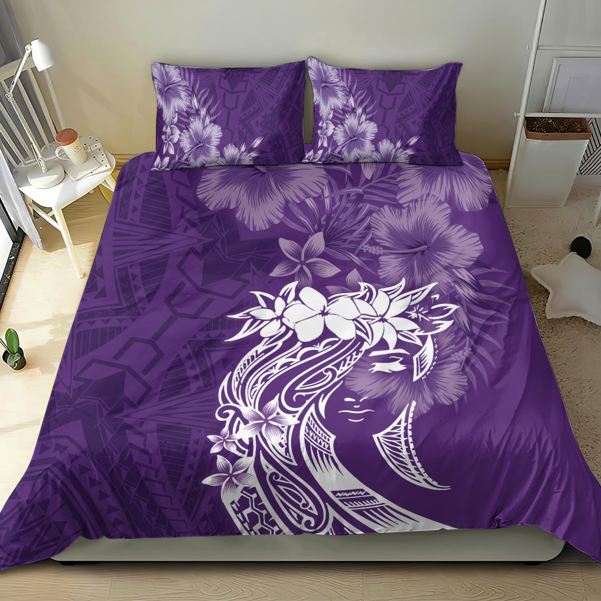 Polynesian Women's Day Bedding Set Plumeria Passion - Purple LT7 - Polynesian Pride