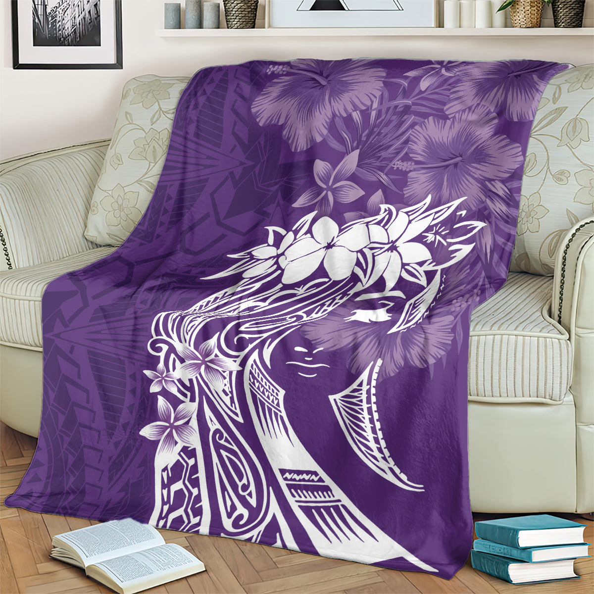 Polynesian Women's Day Blanket Plumeria Passion - Purple LT7 - Polynesian Pride
